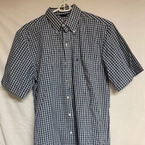 Izod Plaid Blue and Gray Button Up Short Sleeve
